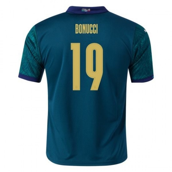 Camisola Itália Leonardo Bonucci 19 Equipamento Terceiro Euro 2020 Manga Curta